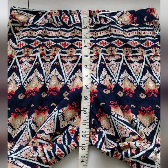 Solitaire Women's High Rise Boho Aztec Flowy Pull On Festive Pants Size M - Picture 12 of 16